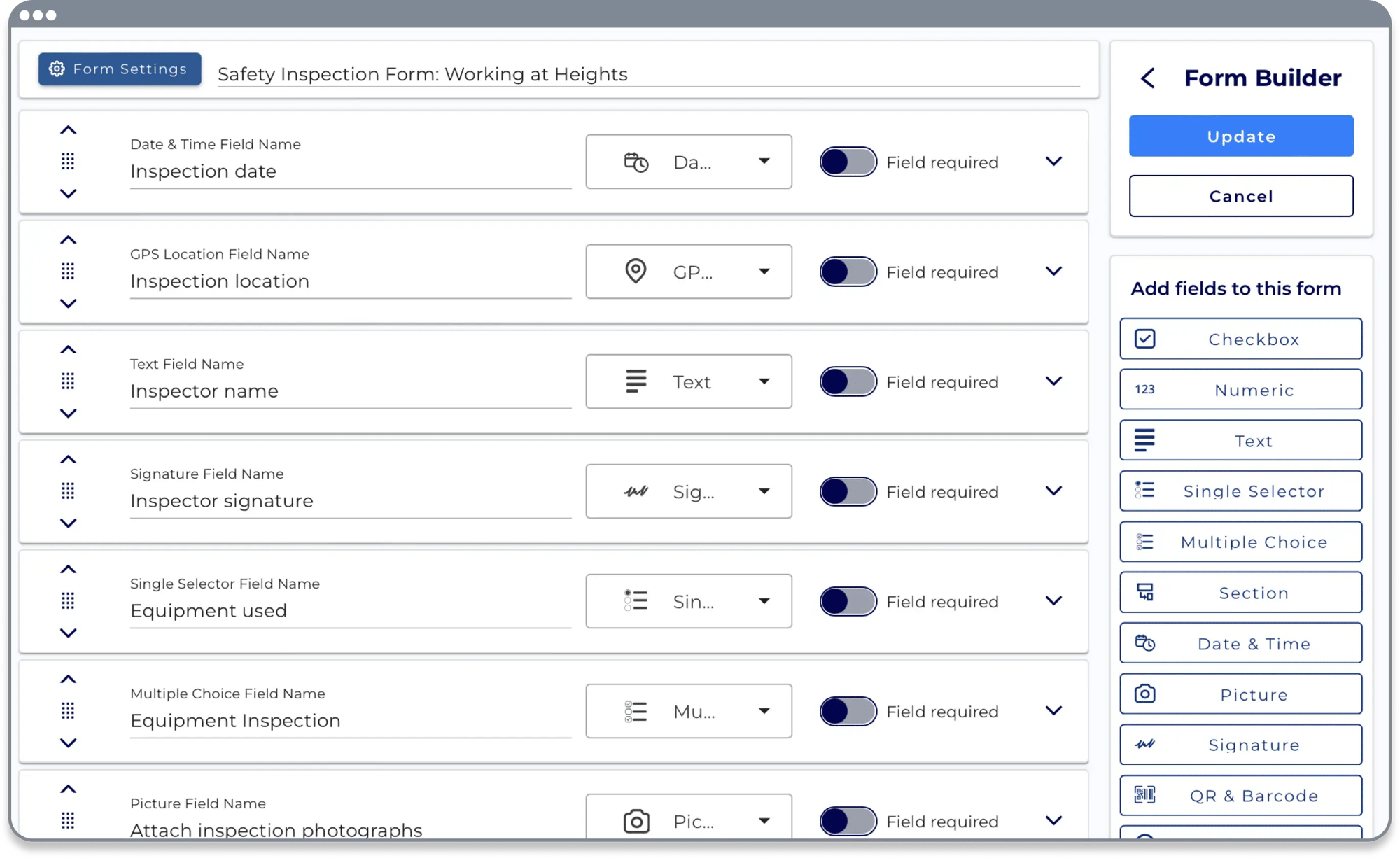 Form builder mockup