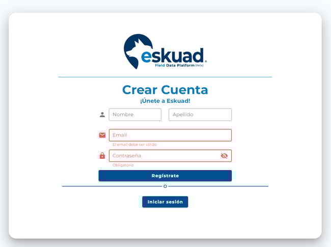 Eskuad Sign up Espanol